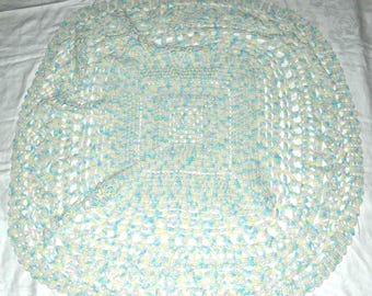 Hand Made Crochet Pastel Baby Blanket Afghan Round Sampler Stitch