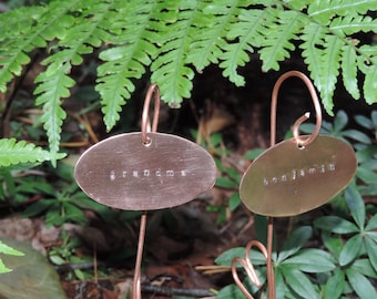 Copper Heart Pet Memorial Garden Marker, Personalized Plant Stake, Rainbow Bridge, Paw Print Garden Art