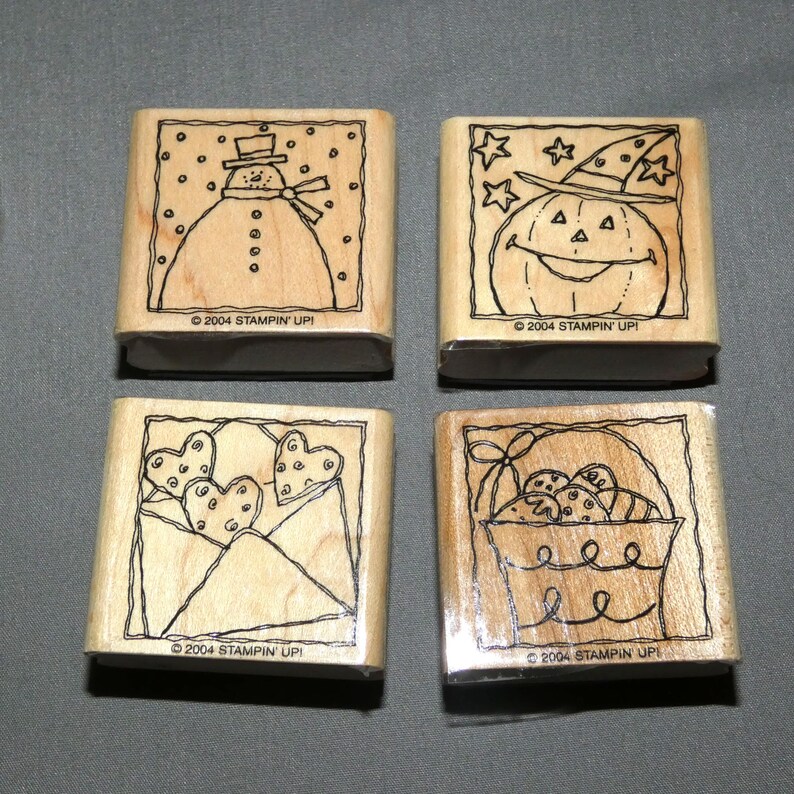 Festive Four Stampin' up Rubber Stamp Set, Seasonal Motifs, Set of 4 ...