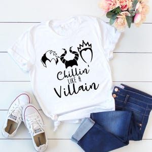 Chillin like a Villain shirt, Disney Halloween Tee, Halloween Villain, Disney Villain Shirt, Plus Size Halloween, Women's Halloween image 1