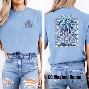 Coquette Disney Shirt, Happiest Place on Earth, Disney Comfort Colors, Disney shirt, Magic Kingdom Shirt, Disney Coquette, Castle Bow Shirt