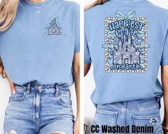 Coquette Disney Shirt, Happiest Place on Earth, Disney Comfort Colors, Disney shirt, Magic Kingdom Shirt, Disney Coquette, Castle Bow Shirt
