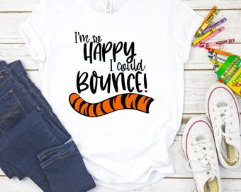 Camiseta Tigger, camiseta Estoy tan feliz de poder rebotar, camiseta para niños pequeños, camiseta para jóvenes, camiseta de Disney World, camiseta de Disneyland, camiseta de Winnie the Pooh, camiseta de Disney