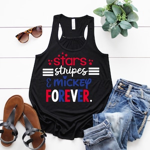 Disney July 4th Shirt, Disney Patriotic Shirt, Stars, Stripes and Mickey Forever, Women's Tank, Disney World tank, Disney tank top