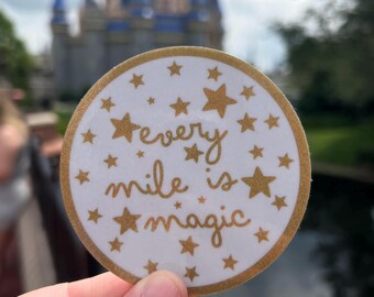 Every Mile is Magic, RunDisney Sticker, Disney Runner Sticker, Gold Glitter Sticker, Epcot RunDisney, Magic Kingdom RunDisney, Run Disney