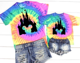 Mickey Castle Tie Dye Tee, Tie Dye Disney, Disneyland Tie Dye