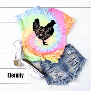 Floral Chicken Tie Dye Shirt, Chicken Lady Tie Dye, Farm Life Tie Dye, Farm House Tie Dye, Crazy Chicken Lady Shirt