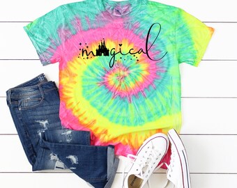 Magical Tie Dye Shirt, Castle Tie Dye Shirt, Magic Kingdom Shirt, magical tie dye tee,  Disney women's shirt, Disney Style Shirt