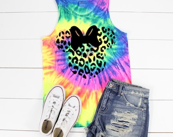 Leopard Minnie Tank, Leopard Tie Dye, Cheetah Minnie Tank, Animal Kingdom Tank, Safari Tank, Disney women's Tank, Disney Style Tank