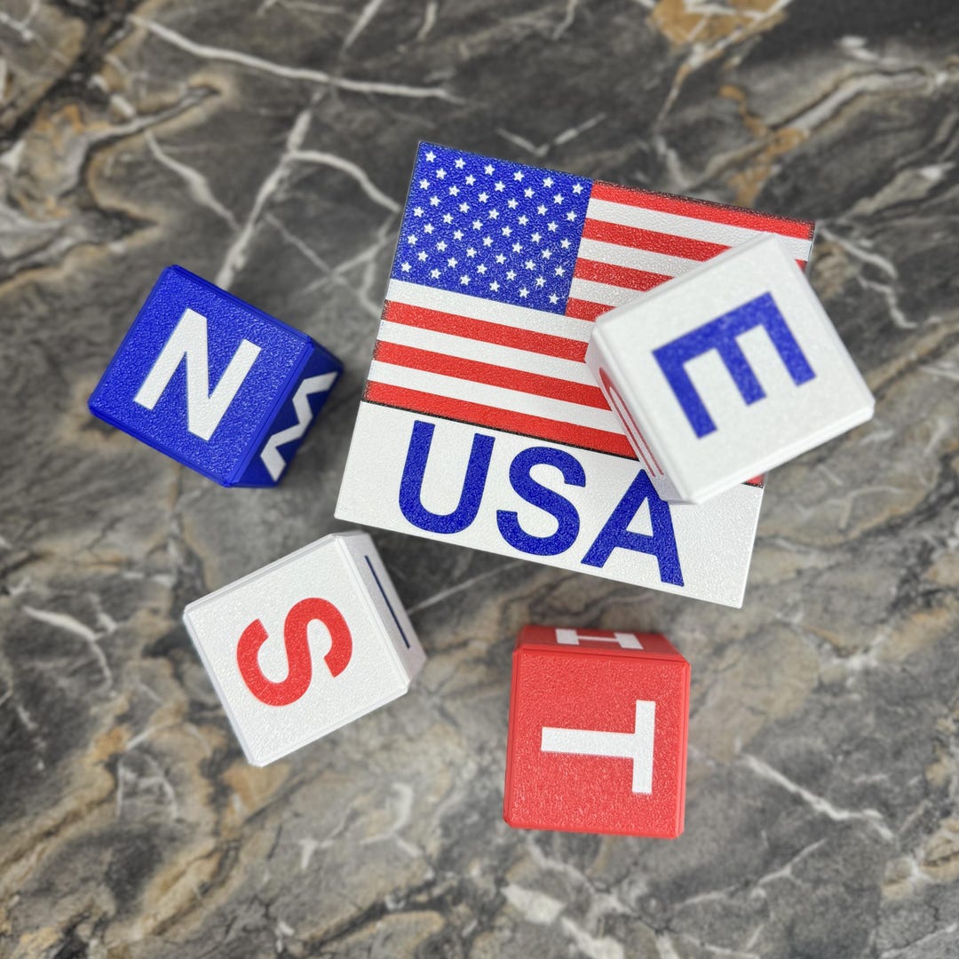 USA Patriotic Letter Blocks, American Flag Decor, Educational Toy - Etsy
