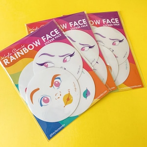 Rainbow Faces Sticker Pack | Cute Kawaii Laptop Stickers | Vinyl Decal