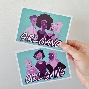 Pacote de cartão postal da gangue feminina | poder feminista da menina cartão postal | Postais Ilustrados