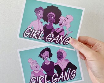 Girl Gang Postcard Pack | Feminist Girl Power Postcard | Illustrated Postcards