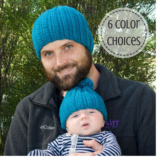 dad and baby matching hats