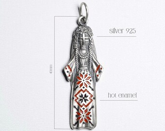 Ukrainian doll Motanka. Goddess protection doll. Ethno style. Silver pendant.  Guardian doll. Ukrainian art. Amulet. Traditional folk doll.