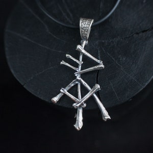 Runic script pendant talisman of wealth and money - Raido, Fehu, Algiz, Wunjo - Viking pendant of small bones, Norse jewelry. Christmas gift
