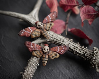 Brooch  Acherontia Atropos, scull jewelry, scull butterfly, scull brooch, moth jewelry, scull moth, Death Head Moth, butterfly