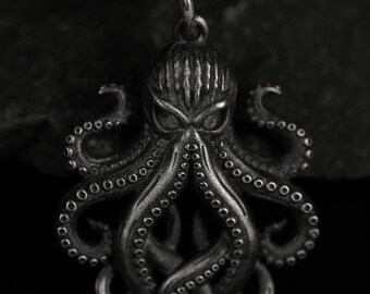 Kraken Pendant, Sterling Silver Octopus Necklace, Gothic Sea Creature Jewelry, Dark Fantasy Pendant, Octopus Necklace, Nautical Gothic Jewel