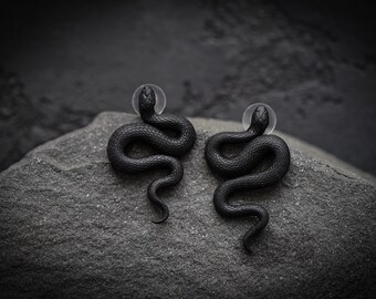 Massive black snake earrings