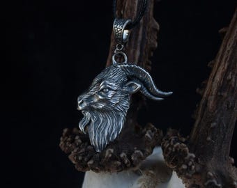 Handcrafted Sterling Silver Baphomet Pendant – Occult Gothic Krampus Sigil Necklace for Men