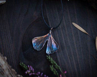 Collar de hojas de ginkgo biloba, colgante de plata de ley, joyería de collar botánico Nature fae