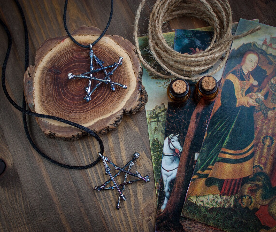 Witchy Twig Pentagram. Sterling Silver Pendant for Witch Etsy