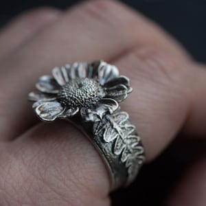 Sterling silver fairy flower and fern ring