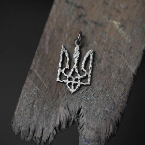 silver trident pendant, forged style