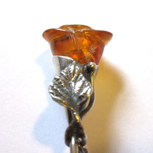 Flower Pin-Gifts for Her-Vintage Sterling Silver Flower 925 Art Deco Flower (Bakelite) Brooch Pin