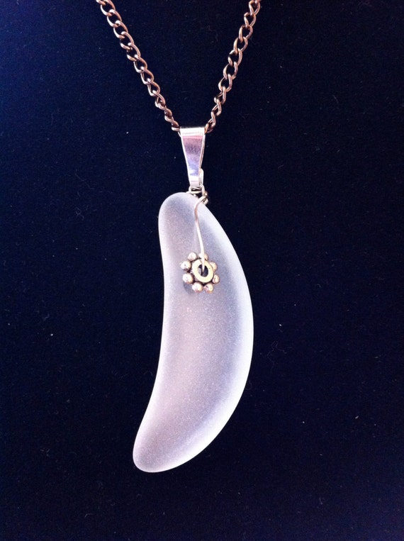 Items similar to Light Blue 'Crescent Moon' Seaglass Necklace on Etsy