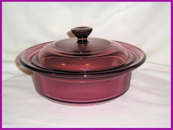 Vintage Corning Cranberry Vision V 31 B 1 Quart 4 Cup Round Etsy