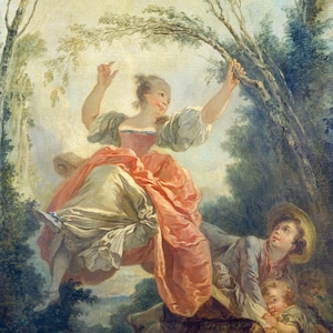 The See-Saw by Jean-Honore Fragonard, Rococo Art, French Country, Light Academia, 18th century, Marie Antoinette, French Revolution Art,