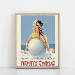 Louis Icart, Monte Carlo, Travel Poster Print, French Art, French Artwork, Icart Print, Icart Artwork, Art Deco, Art Nouveau,