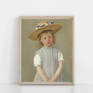 Mary Cassatt, Child in a Wicker Hat, Academia Art, Victorian Artwork, Art Print, Artwork, Print of a Painting, Vintage Art, Cassatt Art,