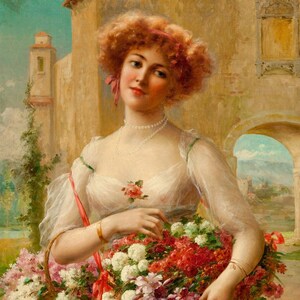 Victorian, Victorian Art, The Flower Girl, Victorian Artwork, Victorian Decor, Emeile Vernon, Victorian Artwork, Dark Academia, 308