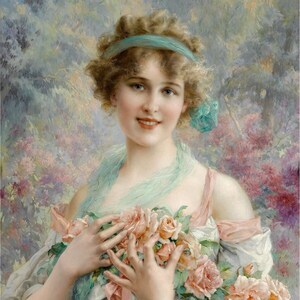 Victorian, Victorian Art, The Flower Girl, Victorian Artwork, Victorian Decor, Emeile Vernon, Victorian Artwork, Emeile Vernon,