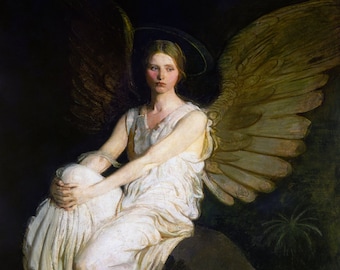 Angel Art Print, Angel Artwork, Angel Print of a Painting, Vintage Angel Art, Angels, Christian Art, Catholic Art,