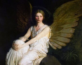 Angel Art Print, Angel Artwork, Angel Print of a Painting, Vintage Angel Art, Angels, Christian Art, Catholic Art,