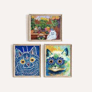 Louis Wain, Cat Art, Gallery Wall, Art Print, Wall Art, Print Set, Louis Wain Print, Louis Wain Cat, Cat Print,  Eclectic Maximalist, Decor