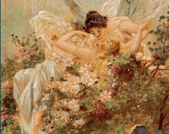 Art Nouveau Fine Art Photo Print Fairies by the Lake with a Swan