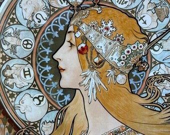 Alphonse Mucha, Mucha Art, Zodiac, Art Nouveau, Mucha Poster Print, Mucha Wall Art, Poster Art, Art Deco, Art Nouveau Art,