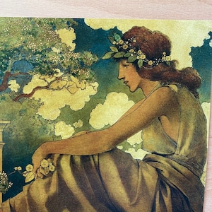 Maxfield Parrish Art Print 1920’s Style Vintage Seated Woman Neo-Classical Modern Art Modern Print
