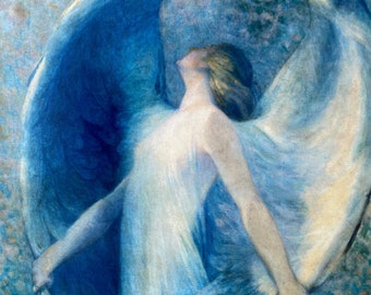Angel Art Print, Angel Artwork, Angel Print of a Painting, Vintage Angel Art, Angels, Christian Art, Catholic Art,