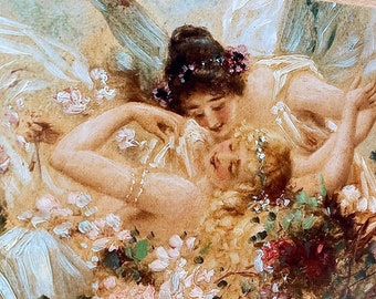 Fairy Art, Fairy Artwork, Vintage Fairy Artwork, Water Nymph, Art Nouveau Fairy, Art Nouveau Art, Art Deco Print, Art Deco,
