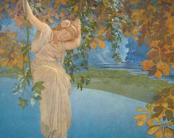 Maxfield Parrish, Reveries, Art Print, 1920’s Style, Vintage Print of a Painting, Neo-Classical, Modern Art,