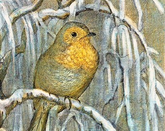 Bird Winter Scene, Winter Scene, Bird on a Branch, Cute Bird Bird Art, Artwork, Print, Artwork, Scene, Scenery,