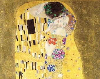 The Kiss, Gustav Klimt, Art Print, Illustration Art, Vintage, Antique, Modern Art, Art Nouveau, Golden Period, Kiss Art, Romance Art, Klimt,