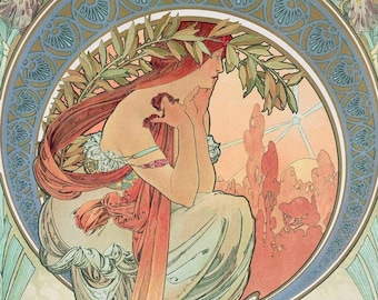 Art Nouveau Style Fine Art Print by Alphonse Mucha of a Beautiful Woman