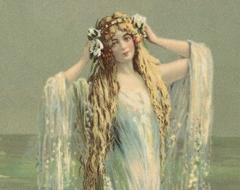 Mermaid Art, Mermaid Artwork, Vintage Style, Mermaid, Water Maiden, Fine Art, Photo Print, Mermaids, Siren, Wall Art, Home Decor,