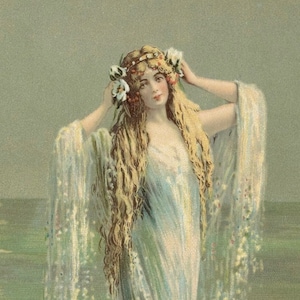 Mermaid Art, Mermaid Artwork, Vintage Style, Mermaid, Water Maiden, Fine Art, Photo Print, Mermaids, Siren, Wall Art, Home Decor,